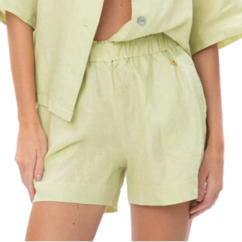 Free People Women's yellow/green neon  Stretch linen String Shorts NWOT‎